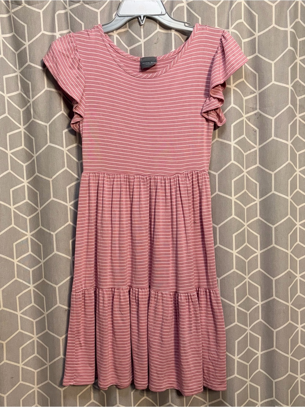 Olivia Rae Pink Striped Tiered Dress